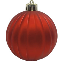 Rote Weihnachtskugel mit gerippter Oberfläche