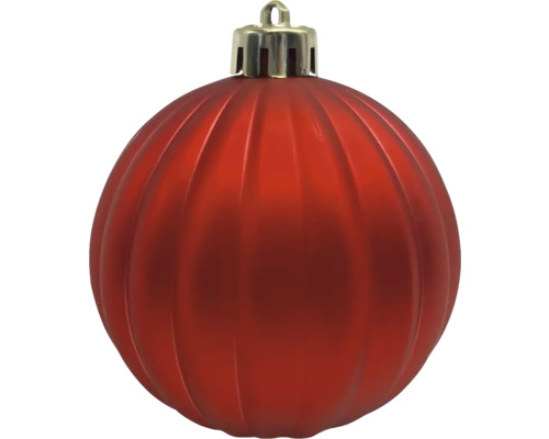 Rote Weihnachtskugel mit gerippter Oberfläche