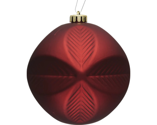 Boule de Noël rouge avec motif de feuilles