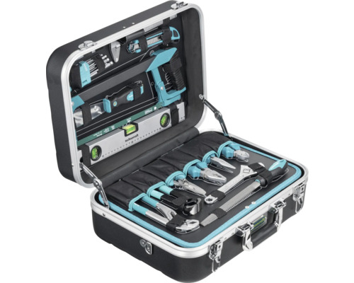 Mallette à outils ouverte avec outils