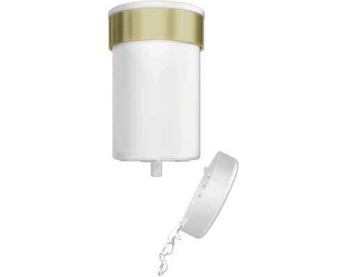 Cartouche de filtre à eau avec couvercle ouvert d''où s''écoule de l''eau