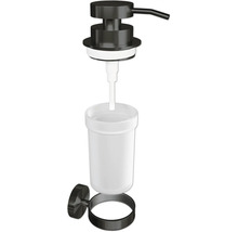 Distributeur de savon mural avec support noir et récipient blanc