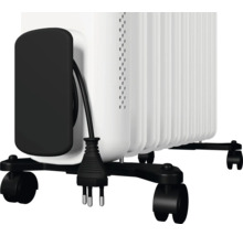 Weisser Ölradiator mit Rollen und Kabelaufwicklung für den Innenbereich