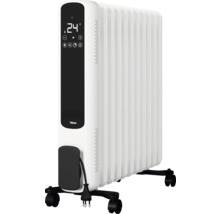 Weisser Ölradiator mit digitaler Anzeige und Rollen