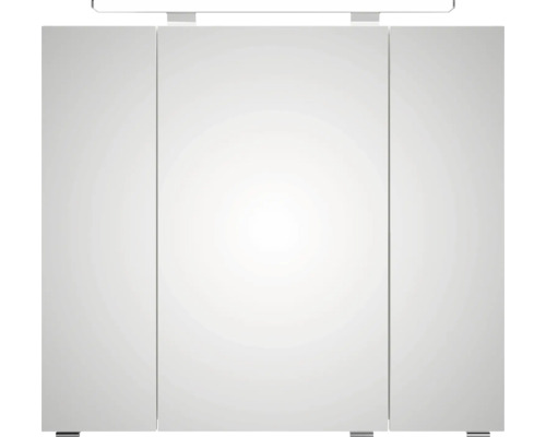 Dreitüriger Spiegelschrank mit LED-Beleuchtung für das Badezimmer.