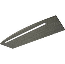 Regalboden mit dunkler Holzmaserung und integrierter LED-Beleuchtung.
