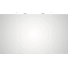 Dreitüriger Badezimmer-Spiegelschrank mit integrierter LED-Beleuchtung oben.