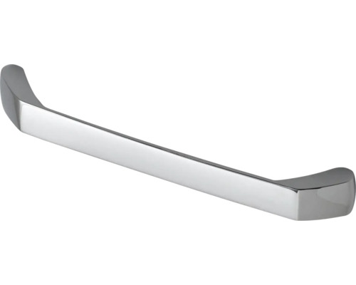Moderner Möbelgriff aus Metall in glänzender Chrom-Optik.