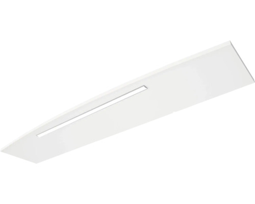 Rechteckiges weißes LED-Panel mit integriertem Lichtstreifen für die Deckenmontage.