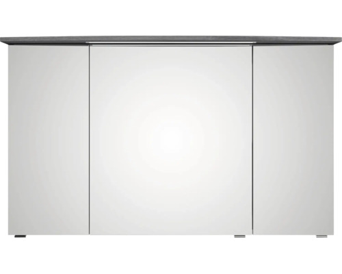 Dreitüriger Badezimmer-Spiegelschrank mit integrierter LED-Beleuchtung an der Oberseite.