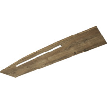 Laminatpaneel in Holzoptik mit integriertem Lichtstreifen.