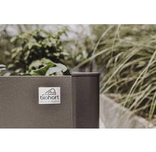 Vue détaillée d''un potager surélevé avec le logo Biohort et la mention ''Made in Austria''.