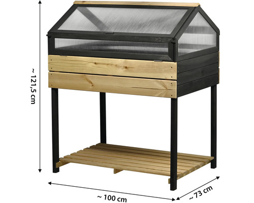 Hochbeet mit Aufsatz, circa 121,5 x 100 x 73 cm