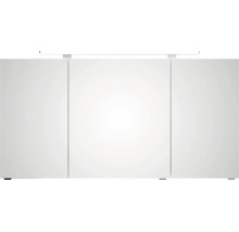 Dreitüriger Spiegelschrank für das Badezimmer mit integrierter LED-Beleuchtung an der Oberseite.