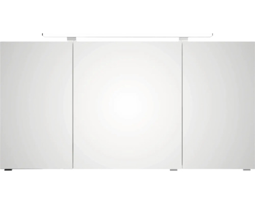 Dreitüriger Spiegelschrank für das Badezimmer mit integrierter LED-Beleuchtung an der Oberseite.