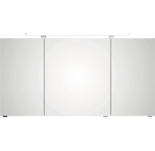 Dreitüriger Spiegelschrank mit LED-Aufsatzleuchte für das Badezimmer.