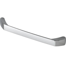 Moderner Möbelgriff aus Metall in glänzender Chrom-Optik.