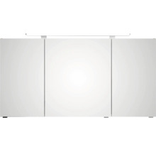 Dreitüriger Spiegelschrank mit LED-Beleuchtung für das Badezimmer.