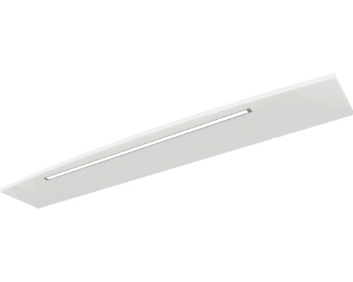 Lange, schmale weiße LED-Deckenleuchte mit integriertem Lichtstreifen.