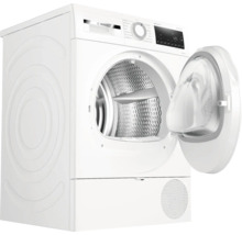 Sèche-linge à pompe à chaleur Bosch blanc avec porte ouverte
