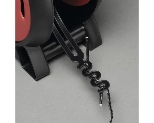 Lampe rouge et noire avec enrouleur de câble
