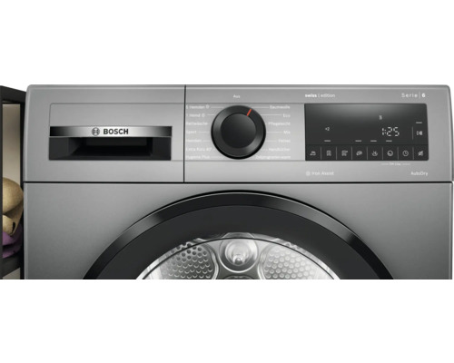 Bosch Waschtrockner der Serie 6 in Grautönen mit Display und Programmwähler