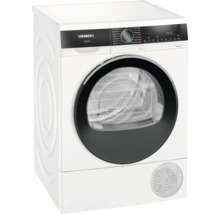 Sèche-linge à pompe à chaleur Siemens avec porte noire et affichage numérique