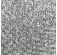 Nahaufnahme von grauem Möbelstoff mit Leinenstruktur