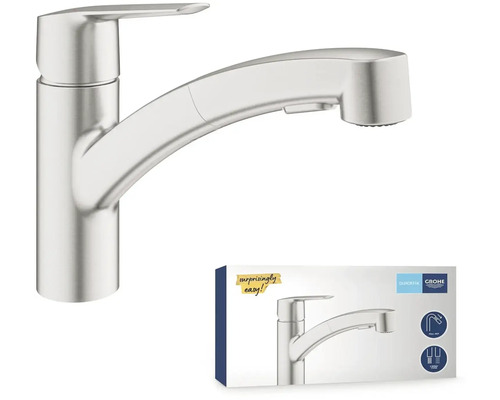 Robinet de cuisine avec douchette extractible et logo Grohe