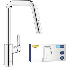 Küchenarmatur mit herausziehbarer Spülbrause und Produktverpackung