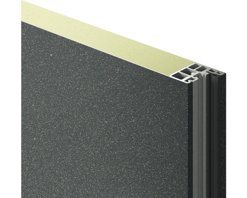 Detailansicht einer Dämmplatte mit Aluminiumprofil