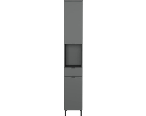 Armoire haute avec deux tiroirs et un compartiment ouvert