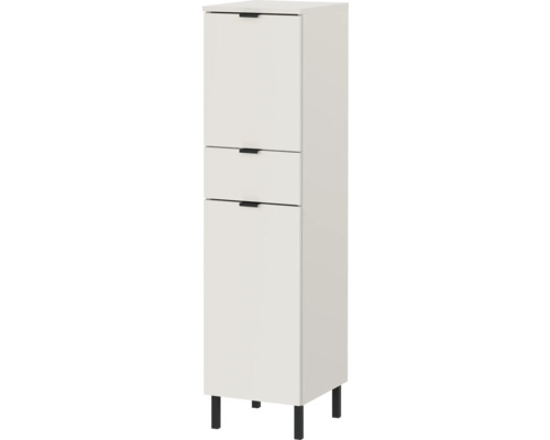 Armoire haute blanche avec deux tiroirs et une porte