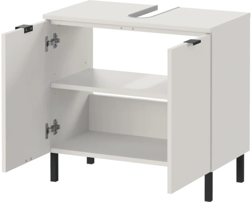 Meuble sous-lavabo avec deux portes et compartiment ouvert