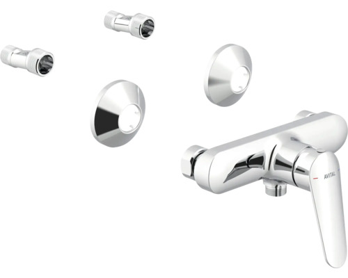 Aufputz-Brausebatterie mit S-Anschlüssen und Rosetten