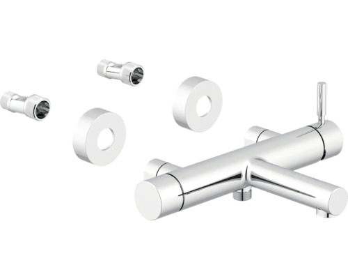 Aufputz-Thermostatbatterie mit Anschlüssen und Rosetten