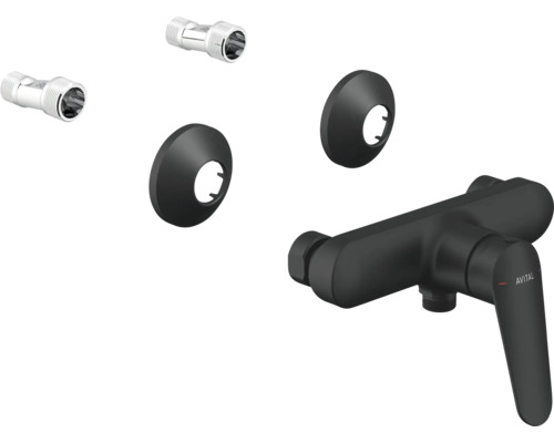 Robinet Avital pour montage mural avec rosaces et raccords en S