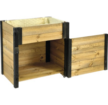 Hochbeet aus Holz mit Stauraum und Rollen