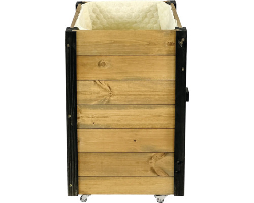 Hochbeet aus Holz mit Rädern und Pflanzfolie