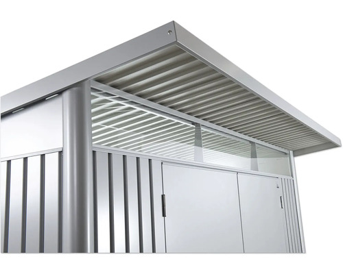 Abri de jardin métallique avec double porte et imposte