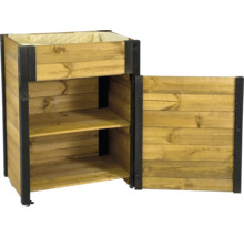 Jardinière surélevée avec étagère et porte en bois