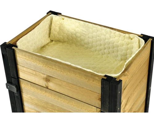 Jardinière en bois avec revêtement intérieur pour jardin et terrasse