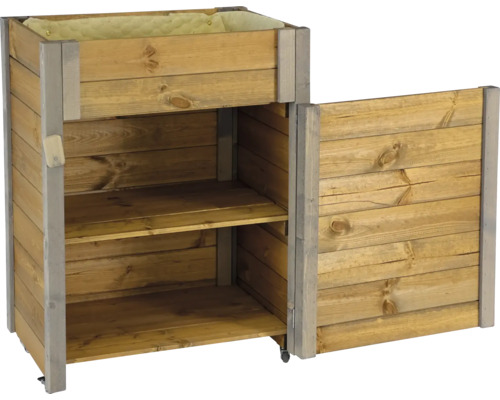 Holzpflanzkasten mit Stauraum und Tür