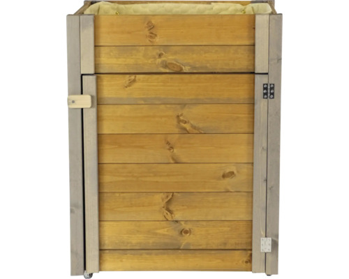 Holzkiste mit Rädern für den Garten