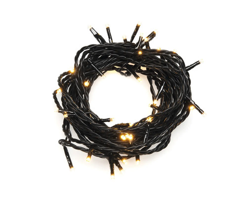Guirlande lumineuse avec câbles noirs et lumières blanc chaud