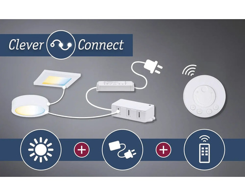 Système d''éclairage Clever Connect avec luminaires, unité de commande et télécommande