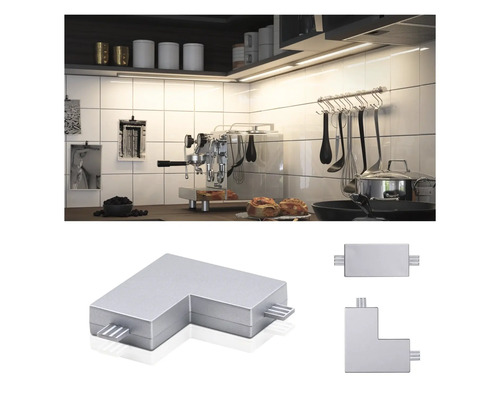 Scène de cuisine avec luminaire LED et connecteur d''angle pour luminaires
