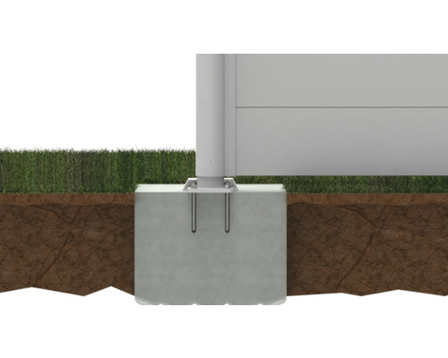 Fundamentanker im Boden zur Befestigung eines Zaunpfostens