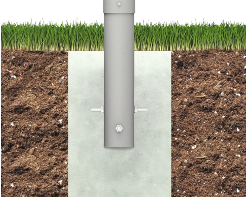 Pfostenträger im Boden mit Grasnarbe