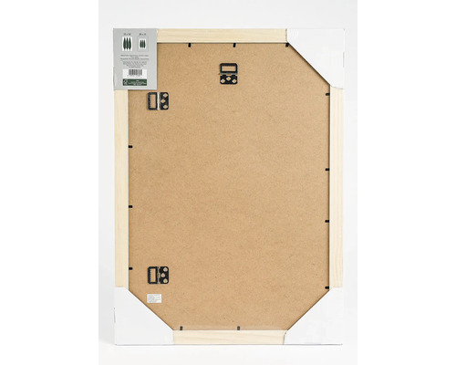 Arrière d''un cadre photo en bois avec des crochets